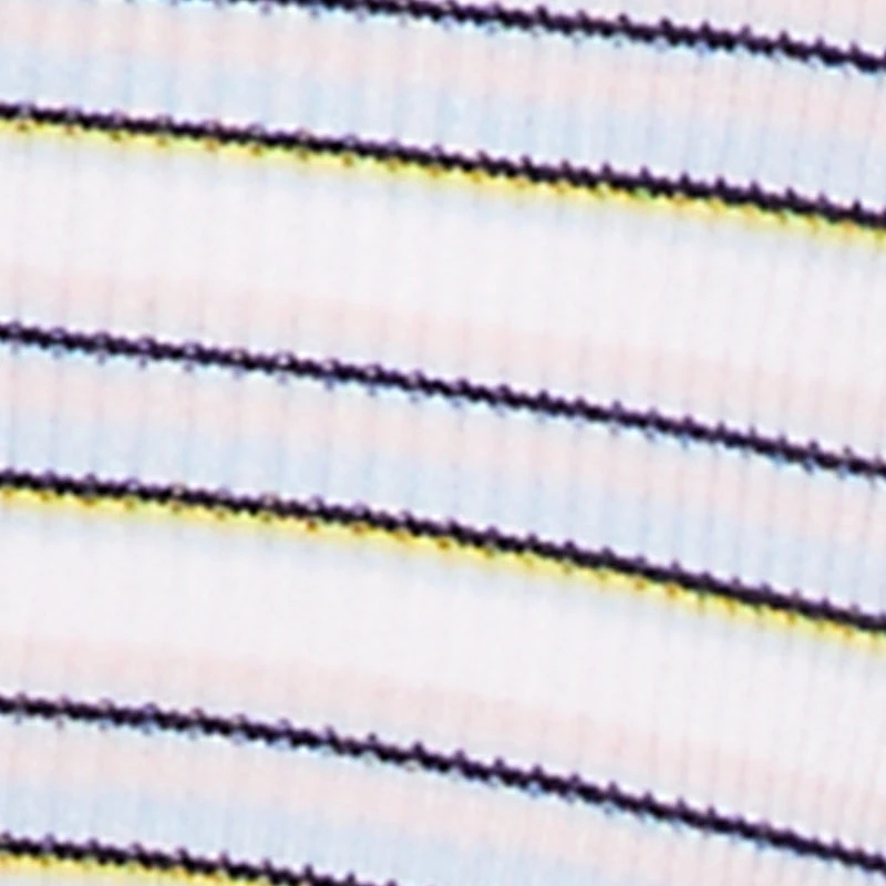 Striped Rib Knit Button Front Halter Top
