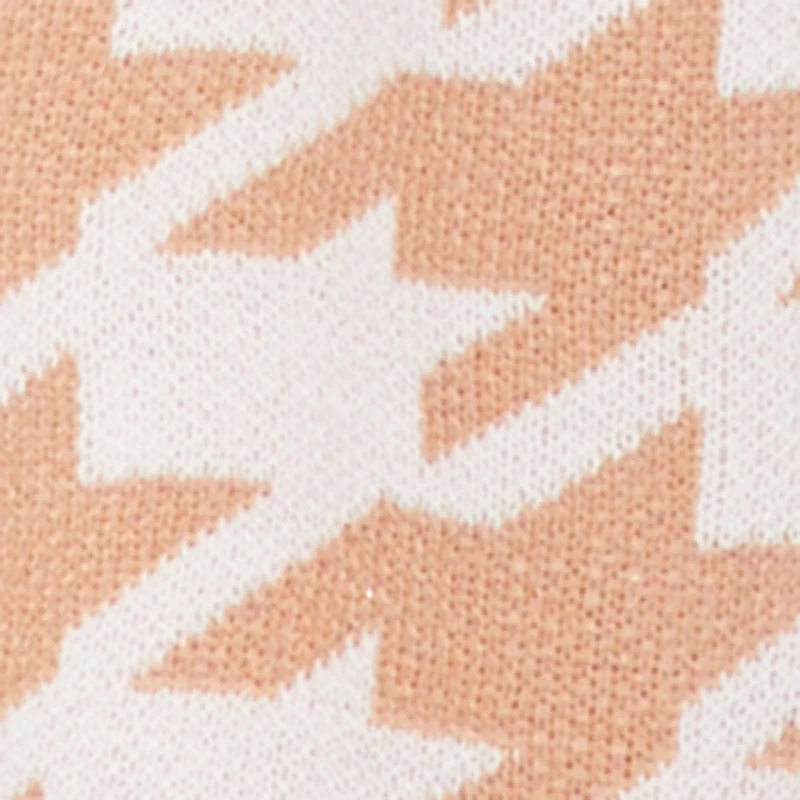 Houndstooth Open Front Long Cardigan