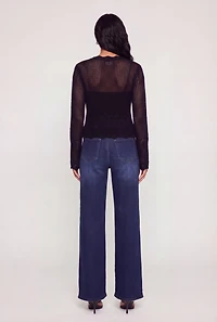 Crochet Tie Front Long Sleeve Cardigan