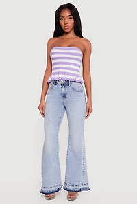 Striped Knitted Peplum Tube Top