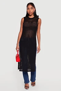 Crochet Sleeveless Side Slit Maxi Top