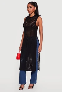 Crochet Sleeveless Side Slit Maxi Top