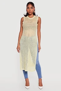 Crochet Sleeveless Side Slit Maxi Top