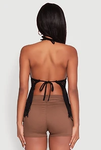 Tie Back Crochet Fringe Halter Top