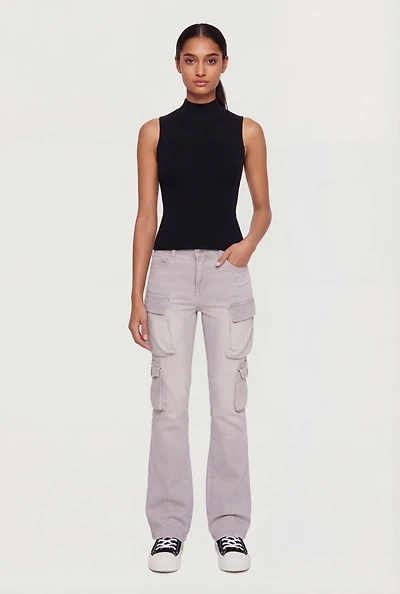 Ribbed Knit Sleeveless Mock Neck Top