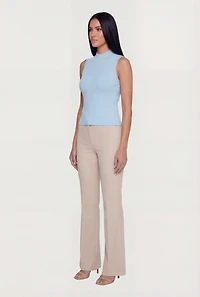 Ribbed Knit Sleeveless Mock Neck Top