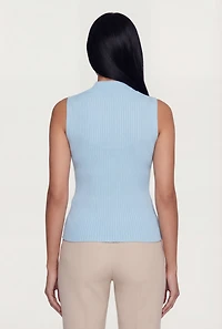 Ribbed Knit Sleeveless Mock Neck Top