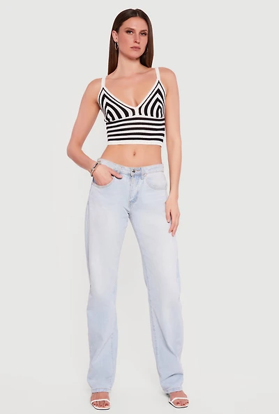 Striped Crochet Bustier Crop Top