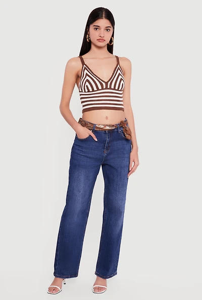 Striped Crochet Bustier Crop Top