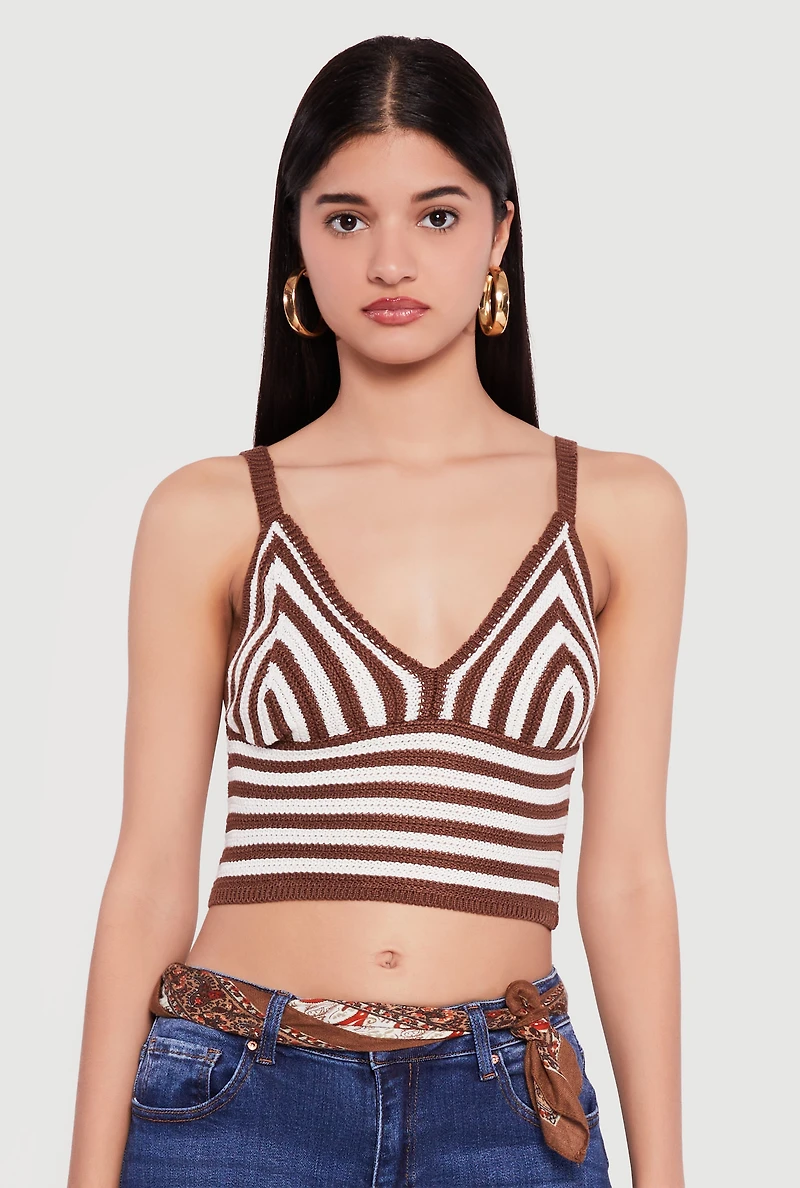 Striped Crochet Bustier Crop Top