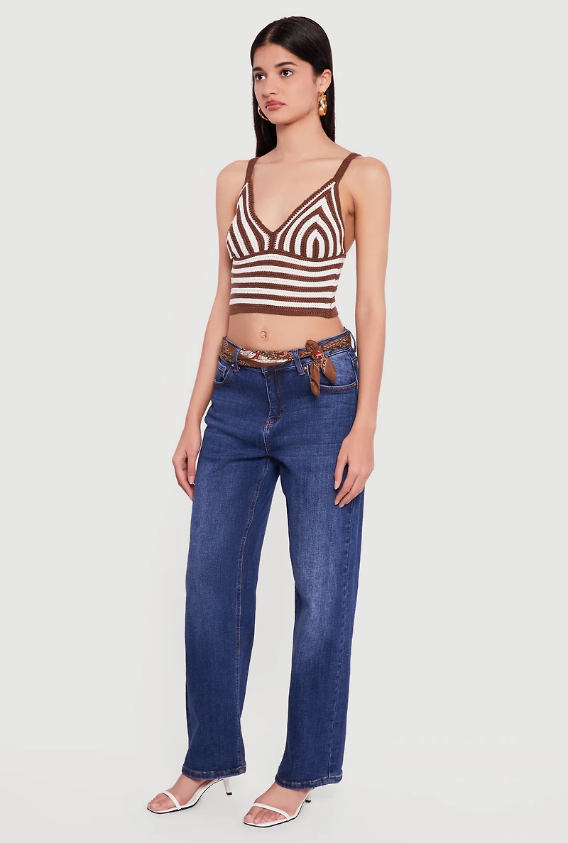 Striped Crochet Bustier Crop Top