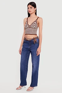 Striped Crochet Bustier Crop Top