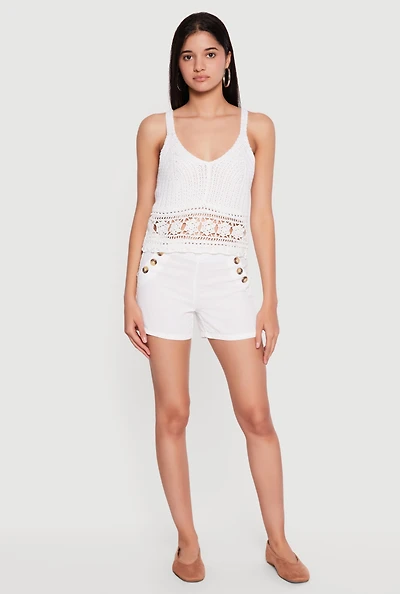 Sleeveless V Neck Crochet Top