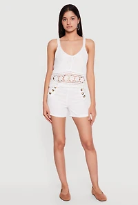 Sleeveless V Neck Crochet Top
