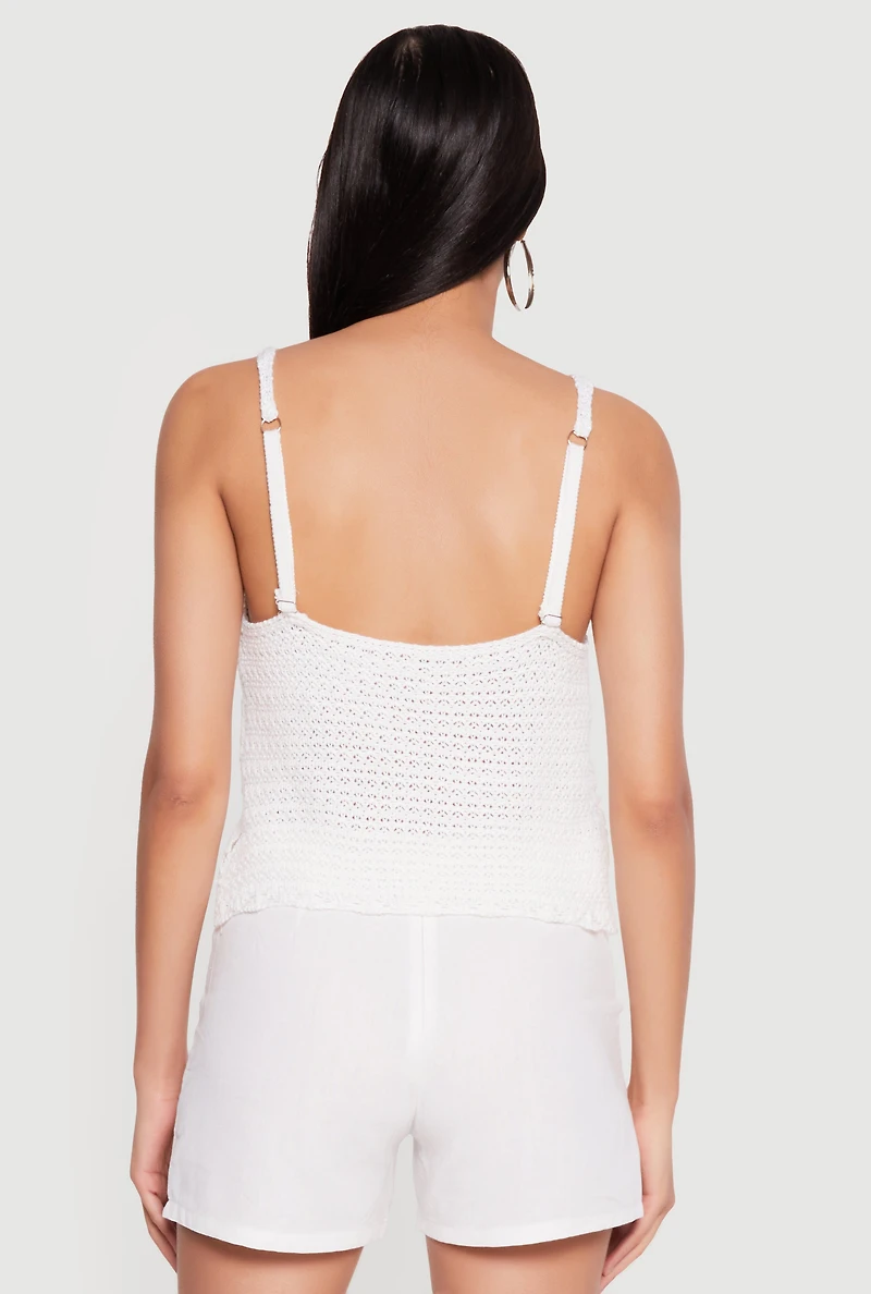 Sleeveless V Neck Crochet Top