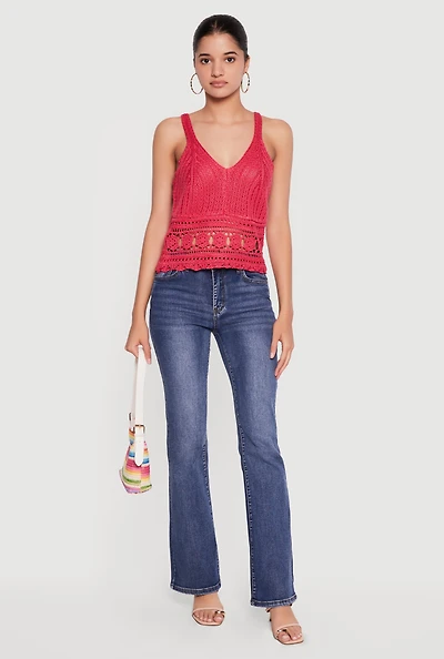 Sleeveless V Neck Crochet Top