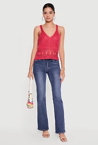Sleeveless V Neck Crochet Top