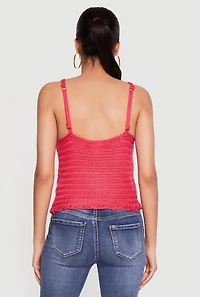 Sleeveless V Neck Crochet Top