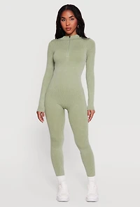 Seamless Mock Neck Quarter Zip Jumpsuit