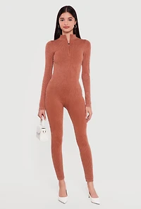 Seamless Mock Neck Quarter Zip Jumpsuit