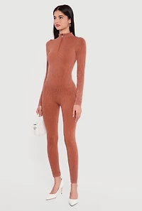 Seamless Mock Neck Quarter Zip Jumpsuit