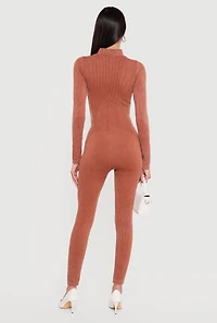 Seamless Mock Neck Quarter Zip Jumpsuit
