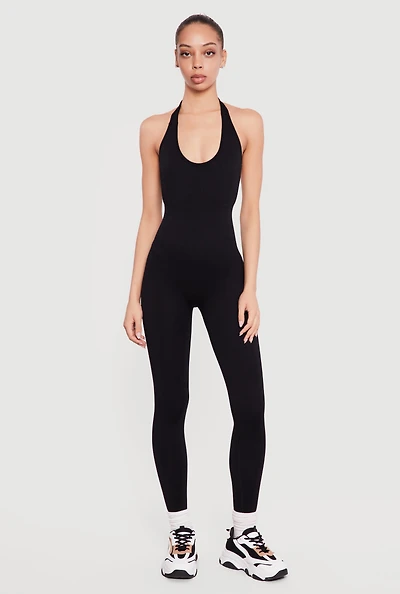 Open Back Halter Neck Jumpsuit