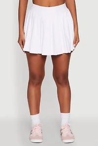 Womens Wide Waist Band Pleated Skort, White, Size XL