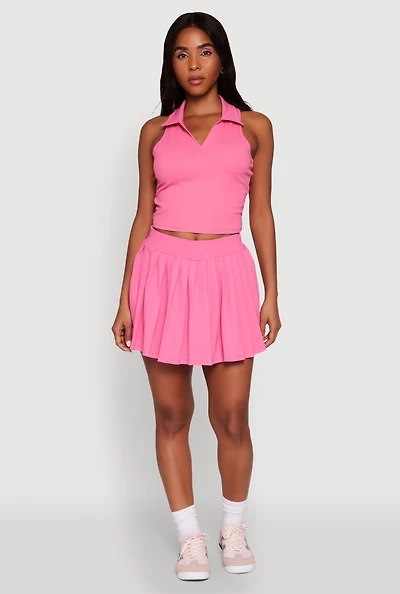 Wide Waist Band Pleated Skort