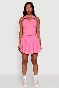 Wide Waist Band Pleated Skort