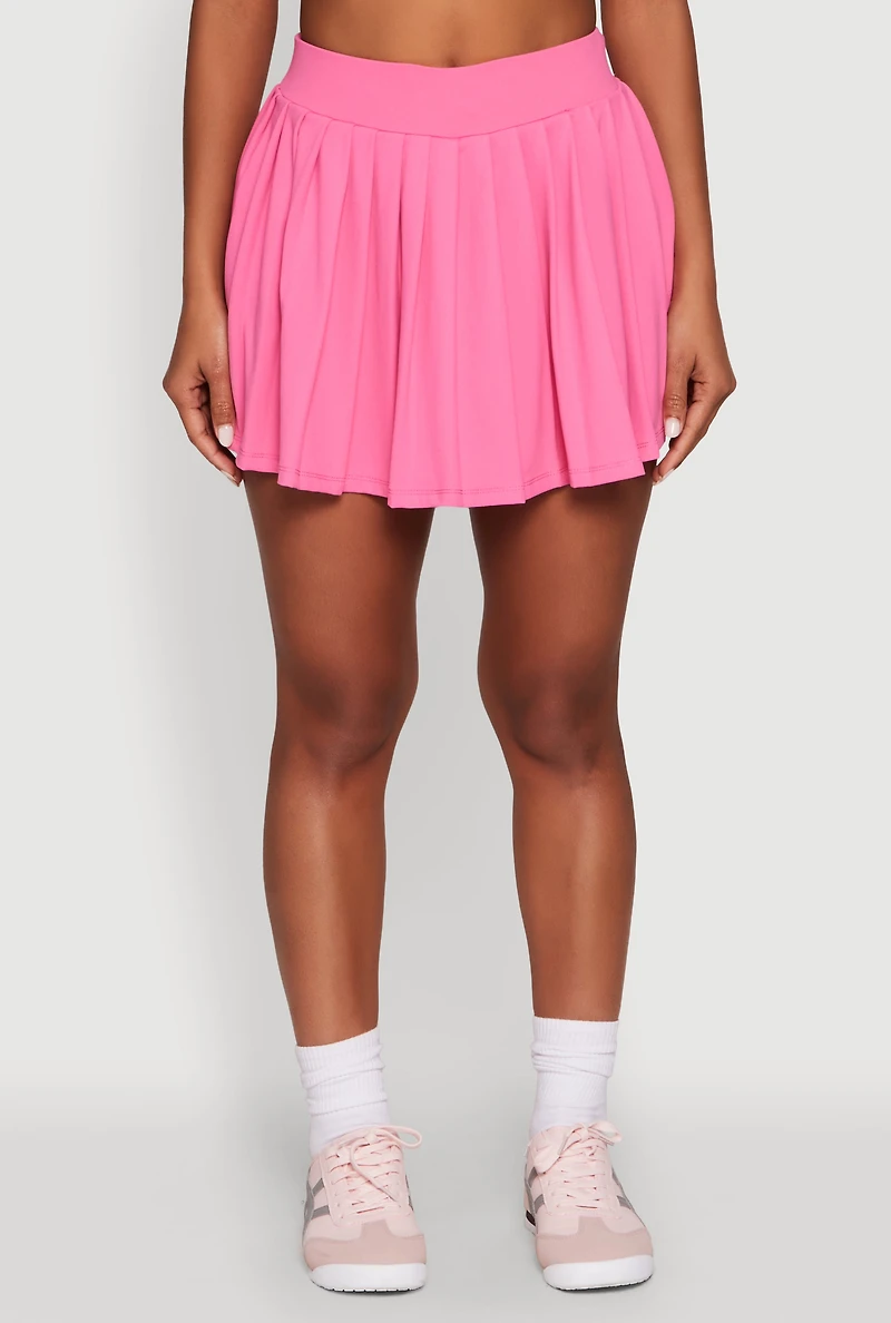 Wide Waist Band Pleated Skort