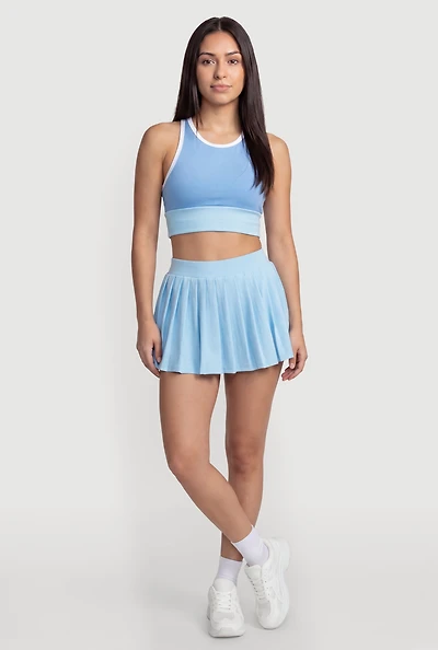 Mid Rise Pleated Mini Skirt with Shorts Lining