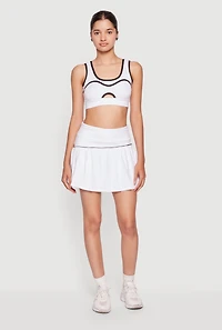 Contrast Trim Detail Pleated Tennis Skirt