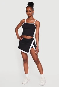 Contrast Trim Skirt with Shorts Lining