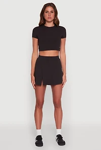 Womens High Waisted Tennis Skirt, Black, Size XL