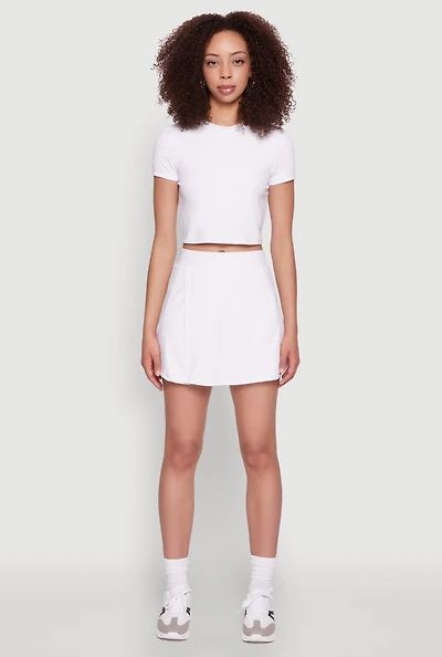 Womens High Waisted Tennis Skirt, White, Size M