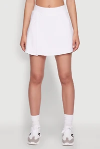 Womens High Waisted Tennis Skirt, White, Size L