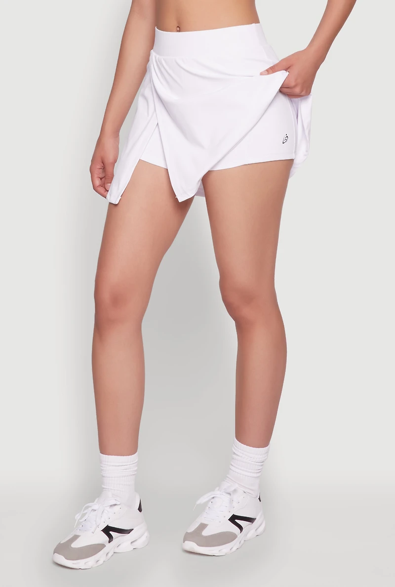 Womens High Waisted Tennis Skirt, White, Size L