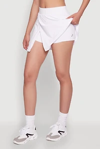 Womens High Waisted Tennis Skirt, White, Size L