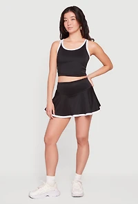 Contrast Trim High Waisted Skater Skirt with Shorts Lining