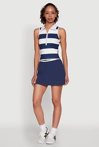 Varsity Stripe Ball Pocket High Waisted Tennis Skirt