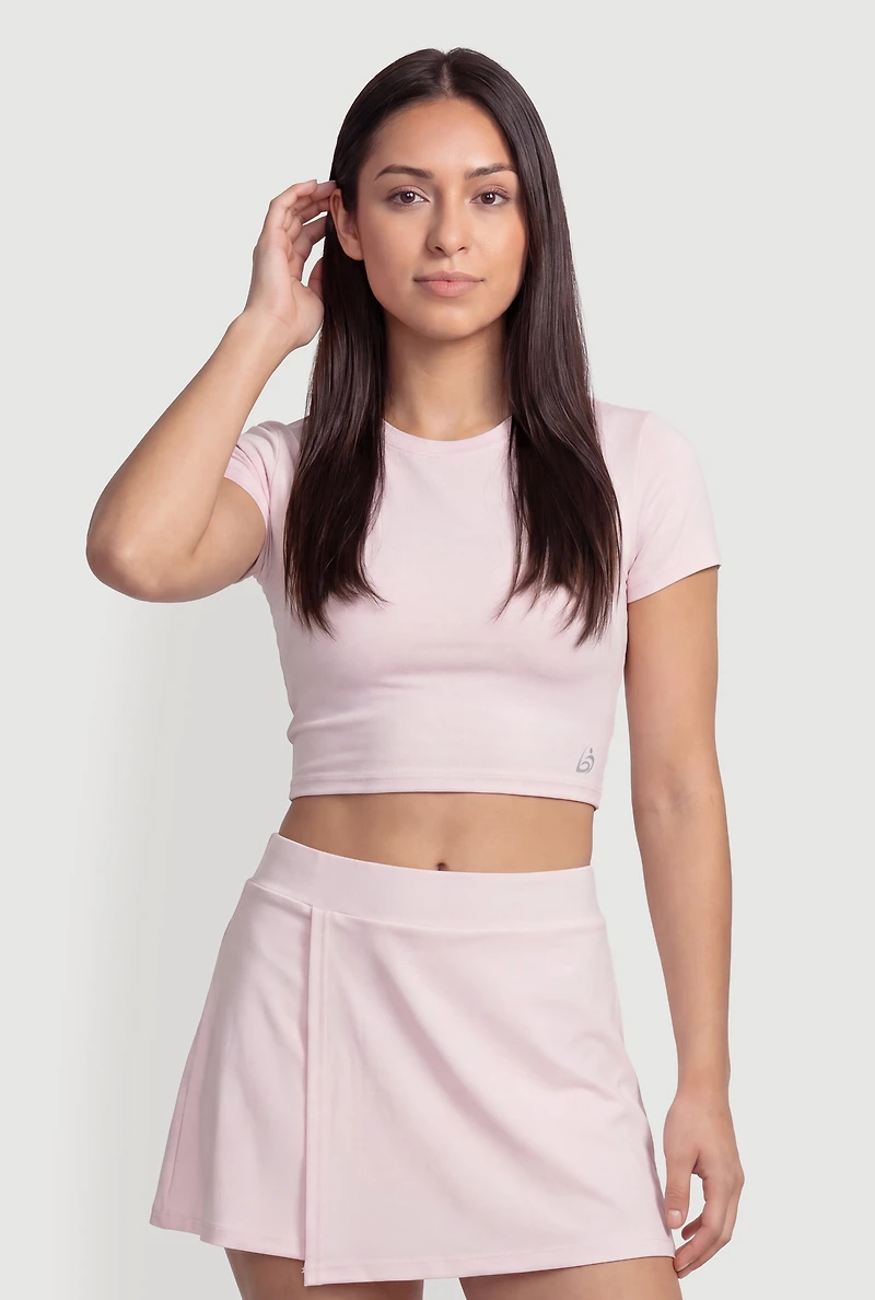Short Sleeve Cutout Back Crop Top