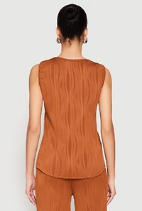 Womens Textured Knit Scoop Neck Blouse, Brown, Size S
