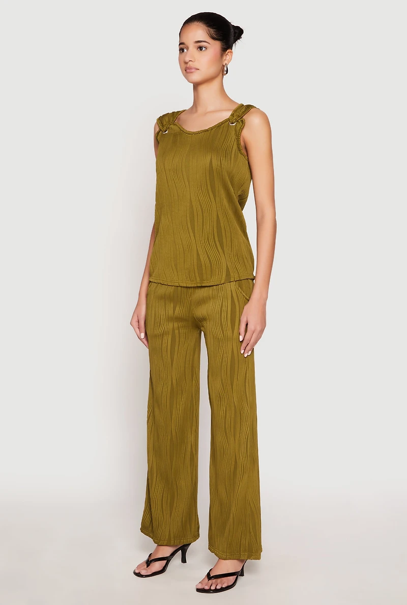 Womens Textured Knit Scoop Neck Blouse, Green, Size S
