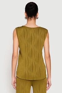 Womens Textured Knit Scoop Neck Blouse, Green, Size M