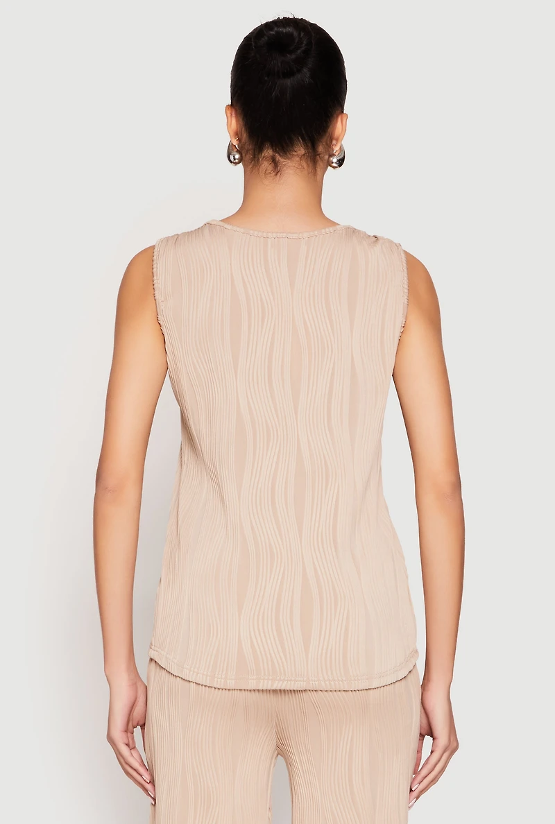 Womens Textured Knit Scoop Neck Blouse,