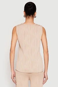 Womens Textured Knit Scoop Neck Blouse,