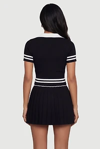Initial B Varsity Stripe Crop Polo Top