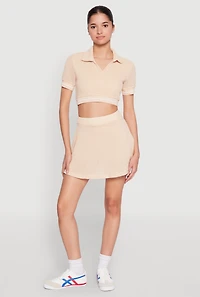 Textured Knit Mini Skort