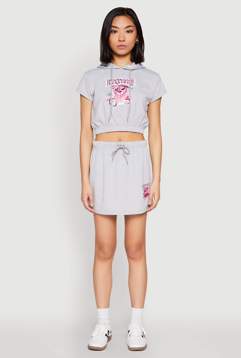 Womens Attitude Be Yourself Short Sleeve Hoodie, Grey, Size XL